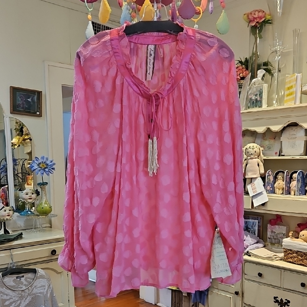 Aratta Pink Blouse With Hearts.